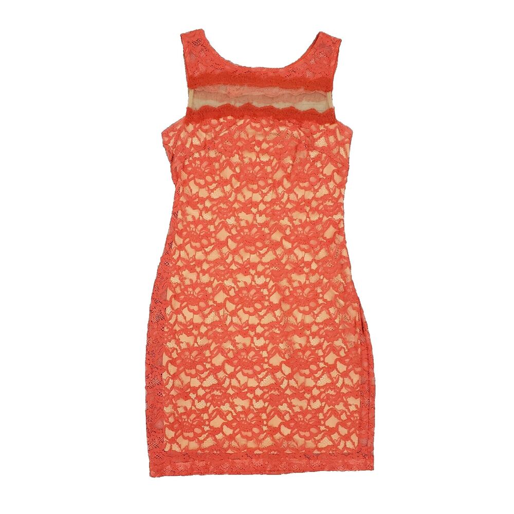 Bailey 44 Floral Lace Mesh Mini Dress Burnt Orange Sz M Sleeveless Party USA